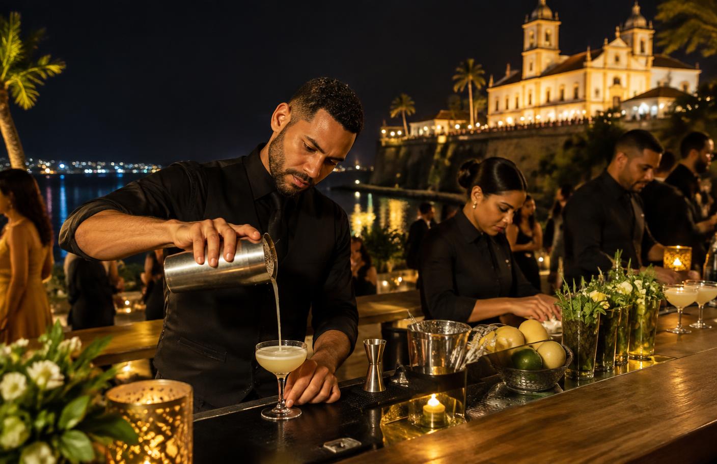 Bar de drinks montado em evento em Salvador
